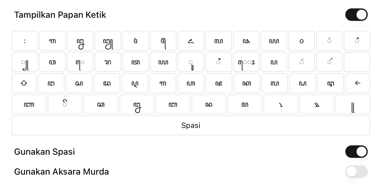 Support keyboard aksara jawa